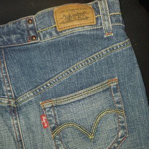 Levi's Denim Skirt (Dark Wash, Long)